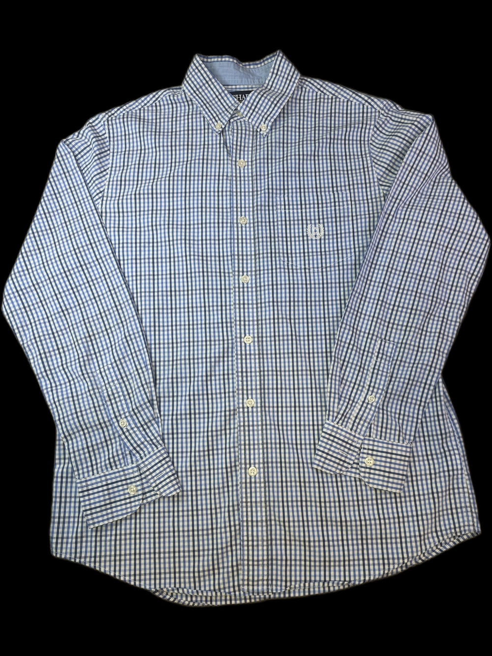 Chaps Men's Blue Plaid Long-Sleeve Button-Down Shirt